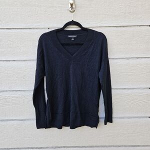 Banana Republic black v neck merino wool sweater relaxed fit small